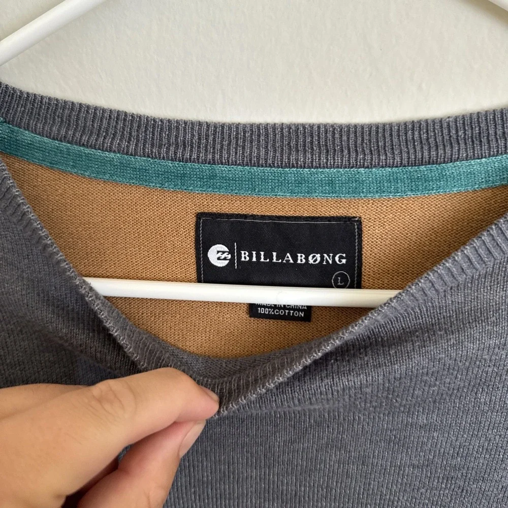 Billabong Crewneck Pullover Two Tone Sweater‎ Front Pockets Mens Size Large